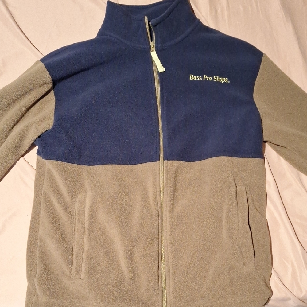 Bass Pro Shops Blue and Tan Fleece Jacket